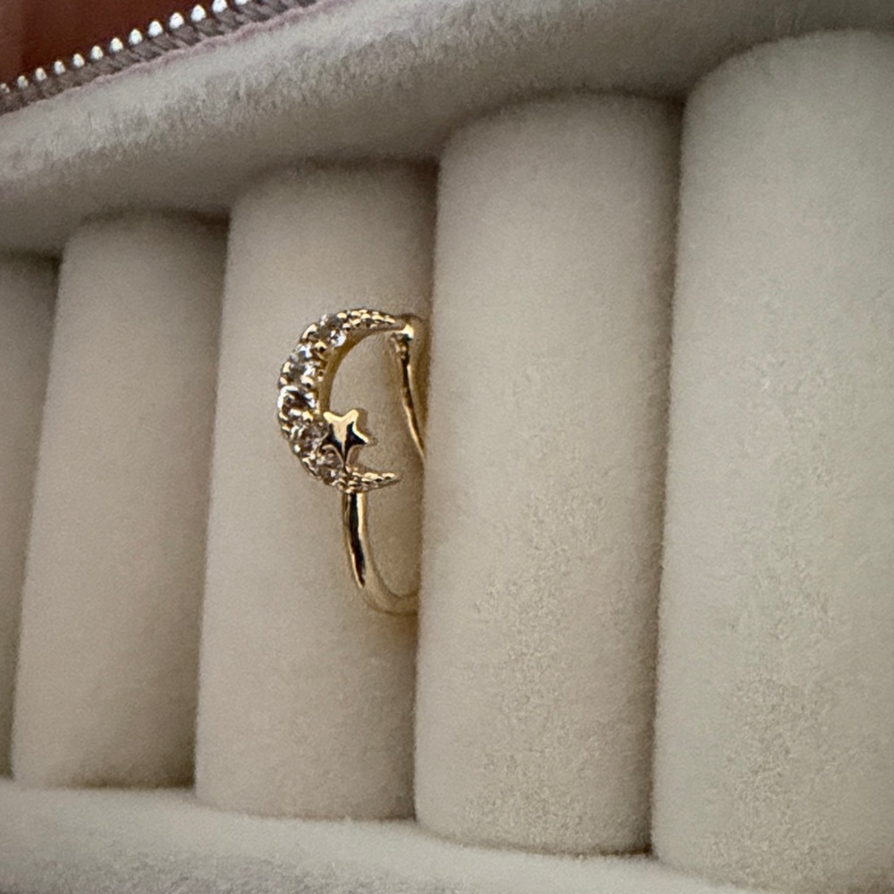 Gold Crescent Moon and Star nose clip on